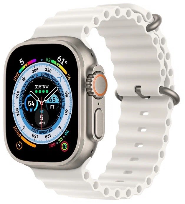 Умные часы Apple Watch Ultra 49 мм Titanium Case GPS + Cellular, титановый/белый Ocean Band - фото 5033