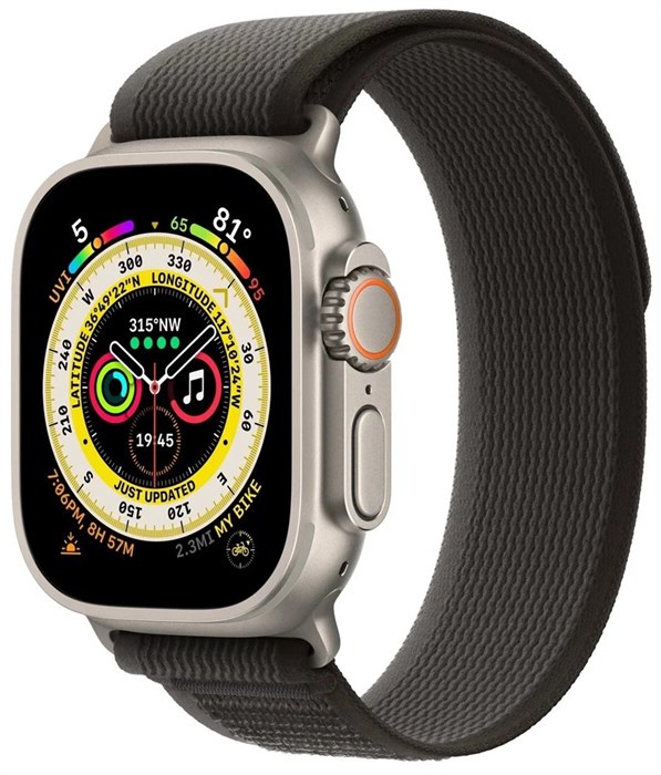 Умные часы Apple Watch Ultra 49 мм Titanium Case GPS + Cellular, титановый/черно-серый Trail Loop - фото 5052